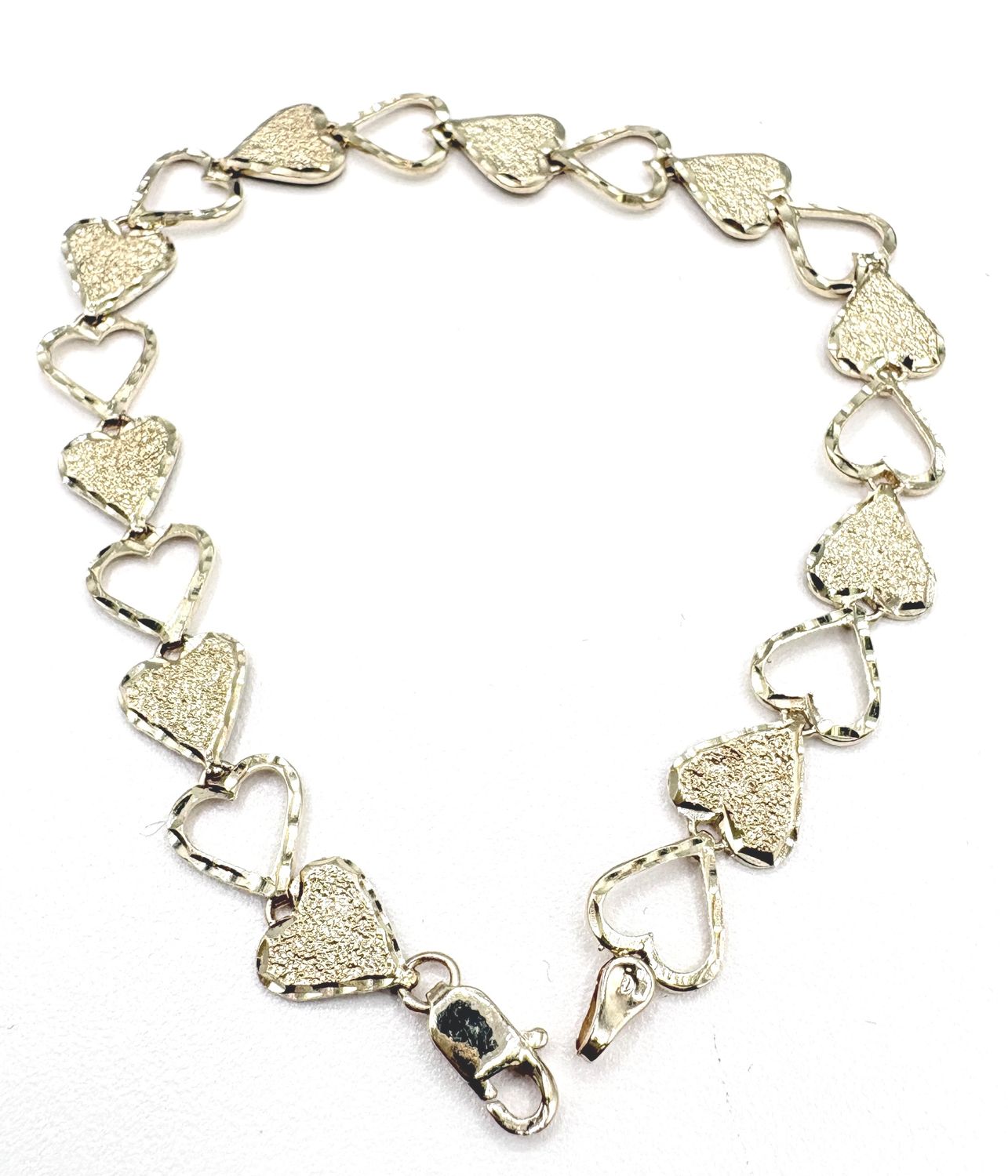 10KY HEART LINKED BRACELET 7.5"