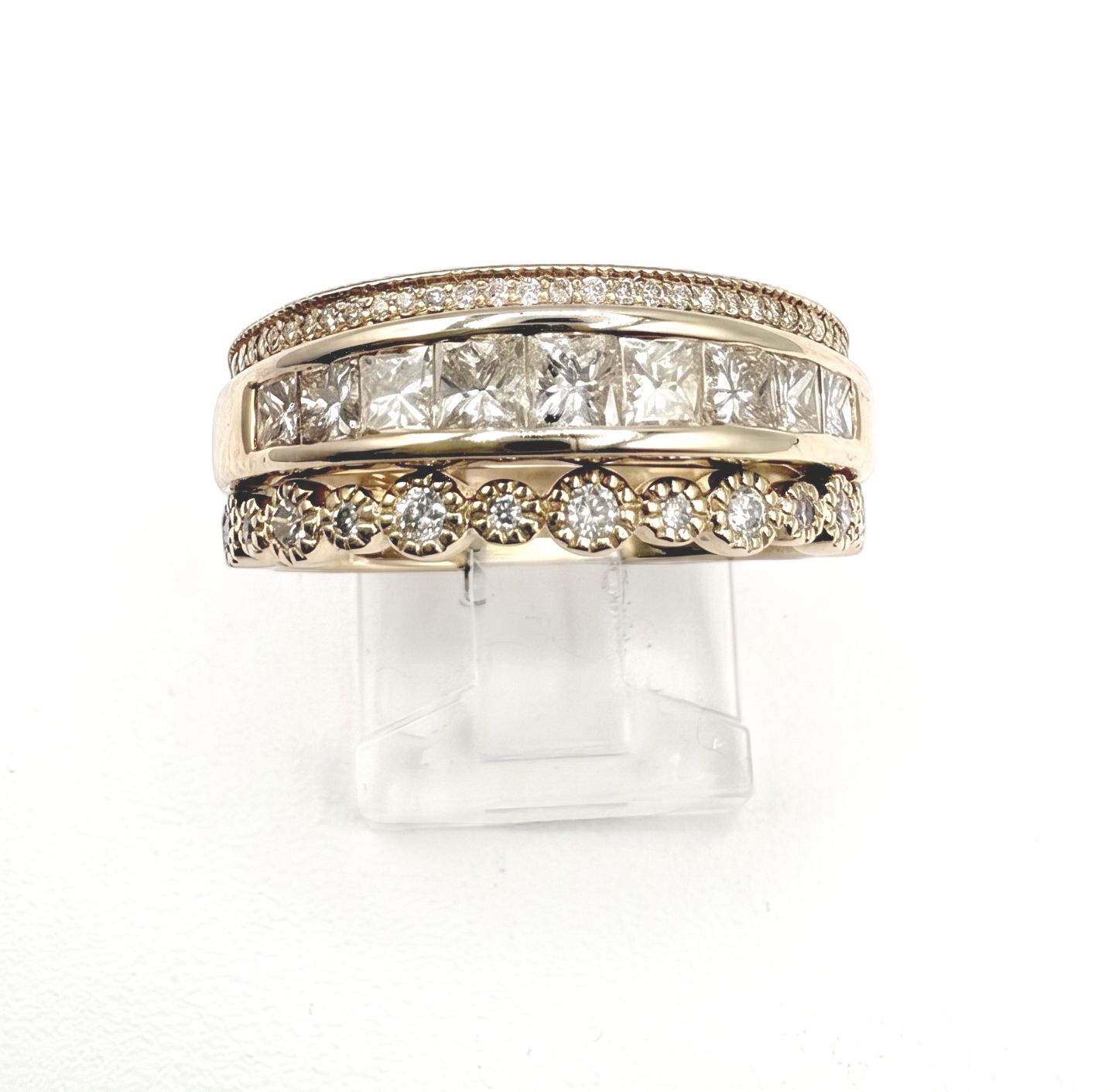 14KY 3 DIAMOND BAND SOLDERED RINGS SIZE 9
