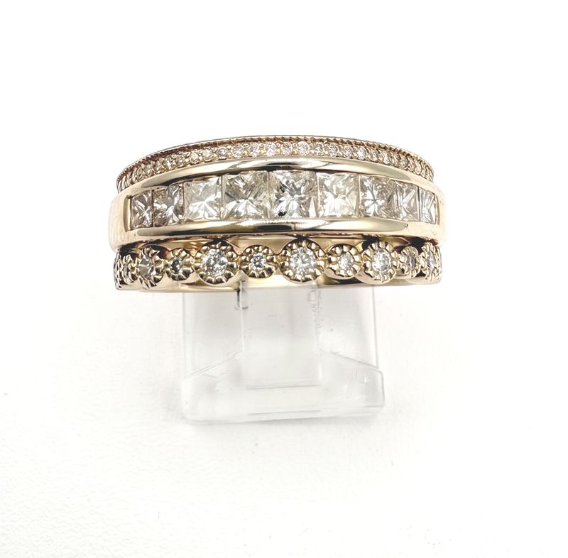14KY 3 DIAMOND BAND SOLDERED RINGS SIZE 9