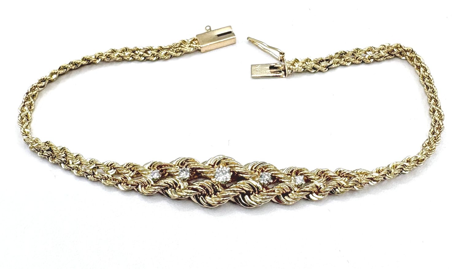 14KY GRADUATED DIAMOND ROPE BRACELET 7.25"