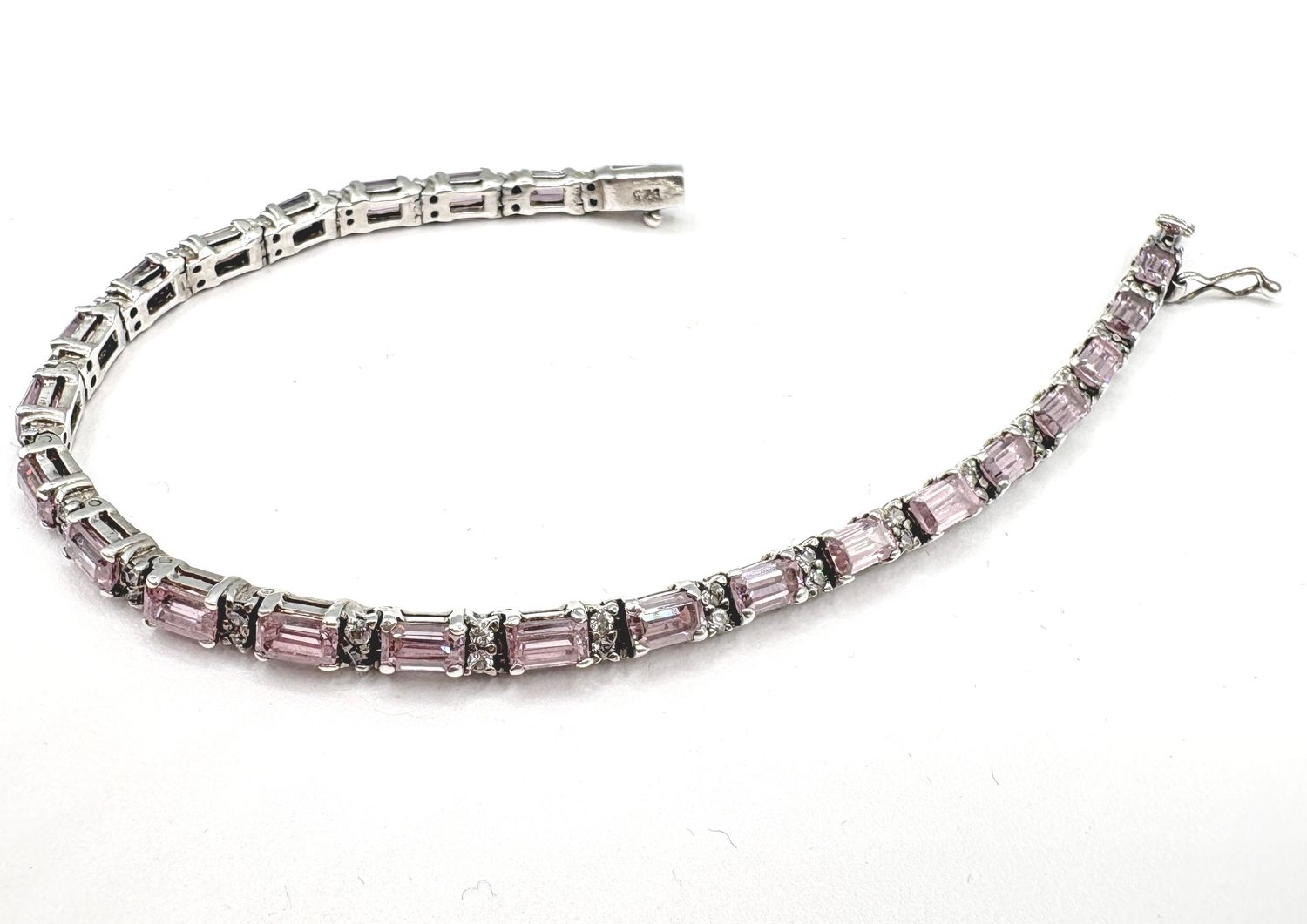 STERLING PINK ICE &amp; CZ BRACELET 7"