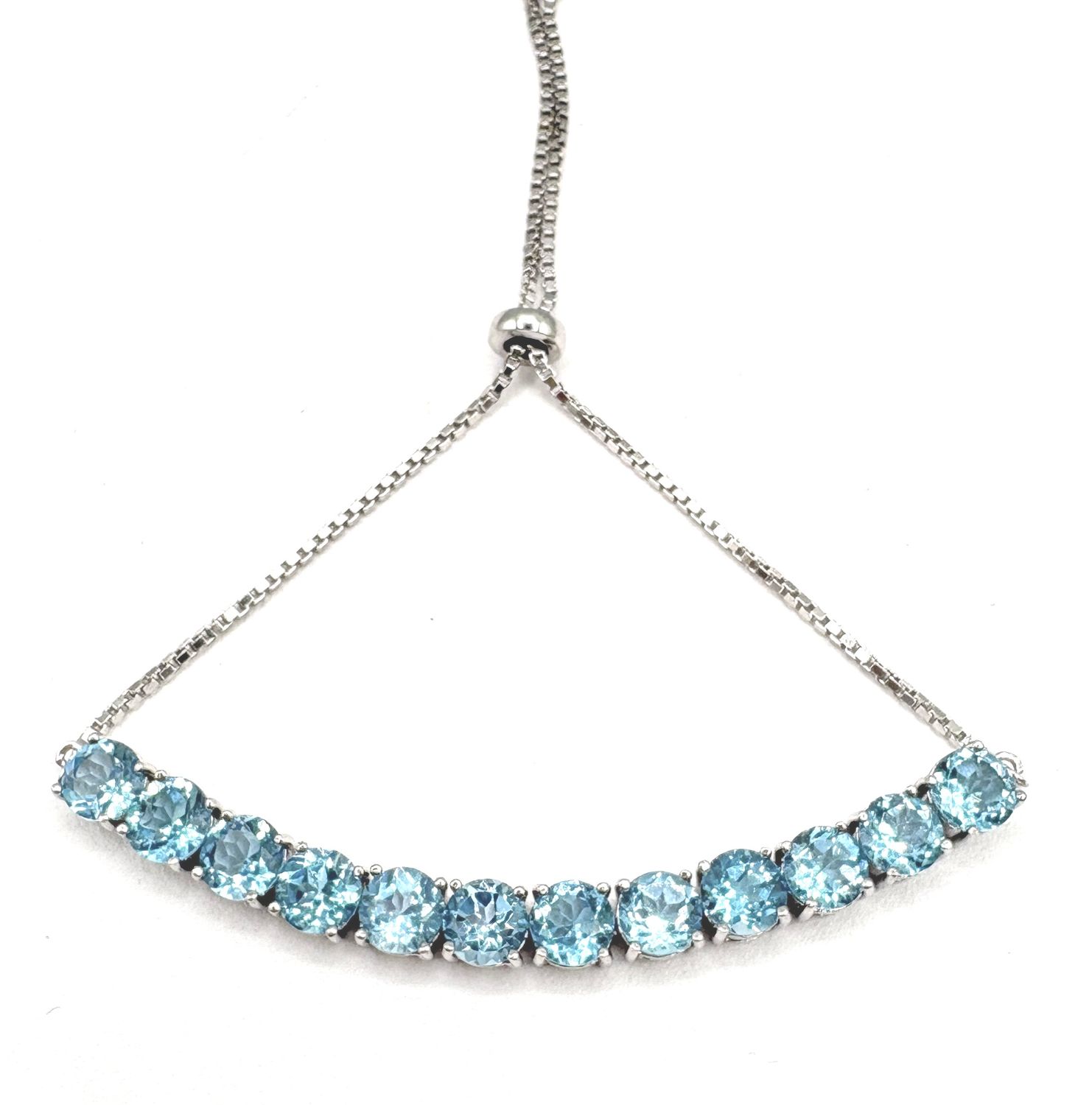 STERLING BLUE TOPAZ BOLO BRACELET 6-10"