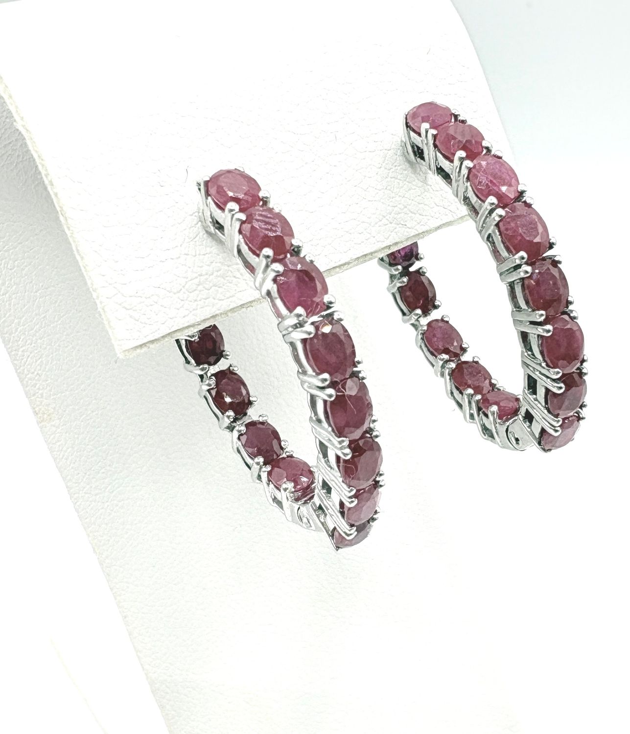 STERLING RUBY INSIDE/OUT HOOP EARRING