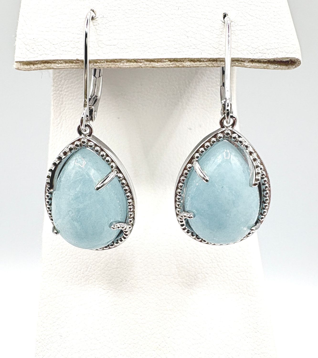 STERLING AQUA CHALCEDONY DANGLE EARRING