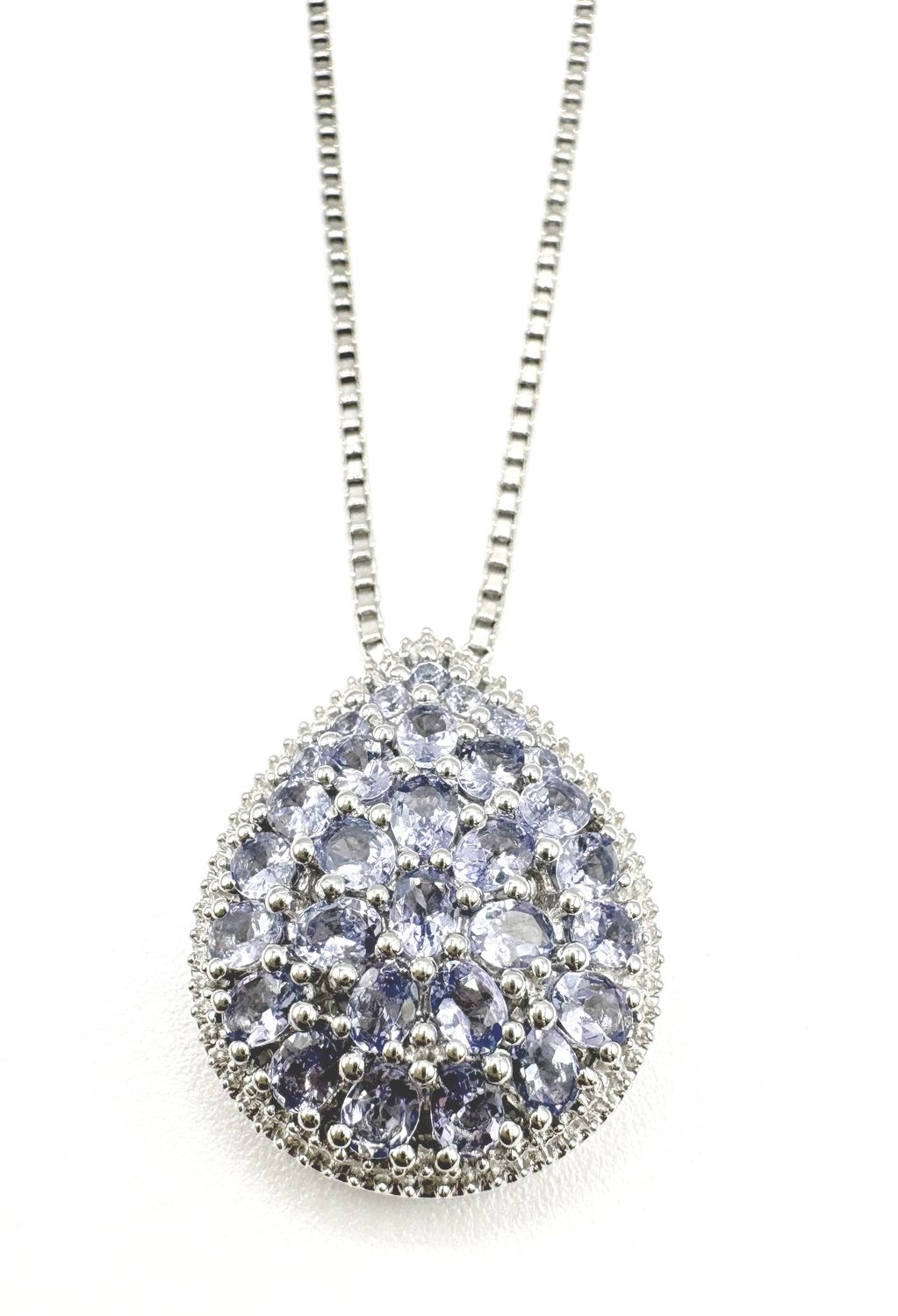 STERLING TANZANITE PENDANT AND CHAIN 18"