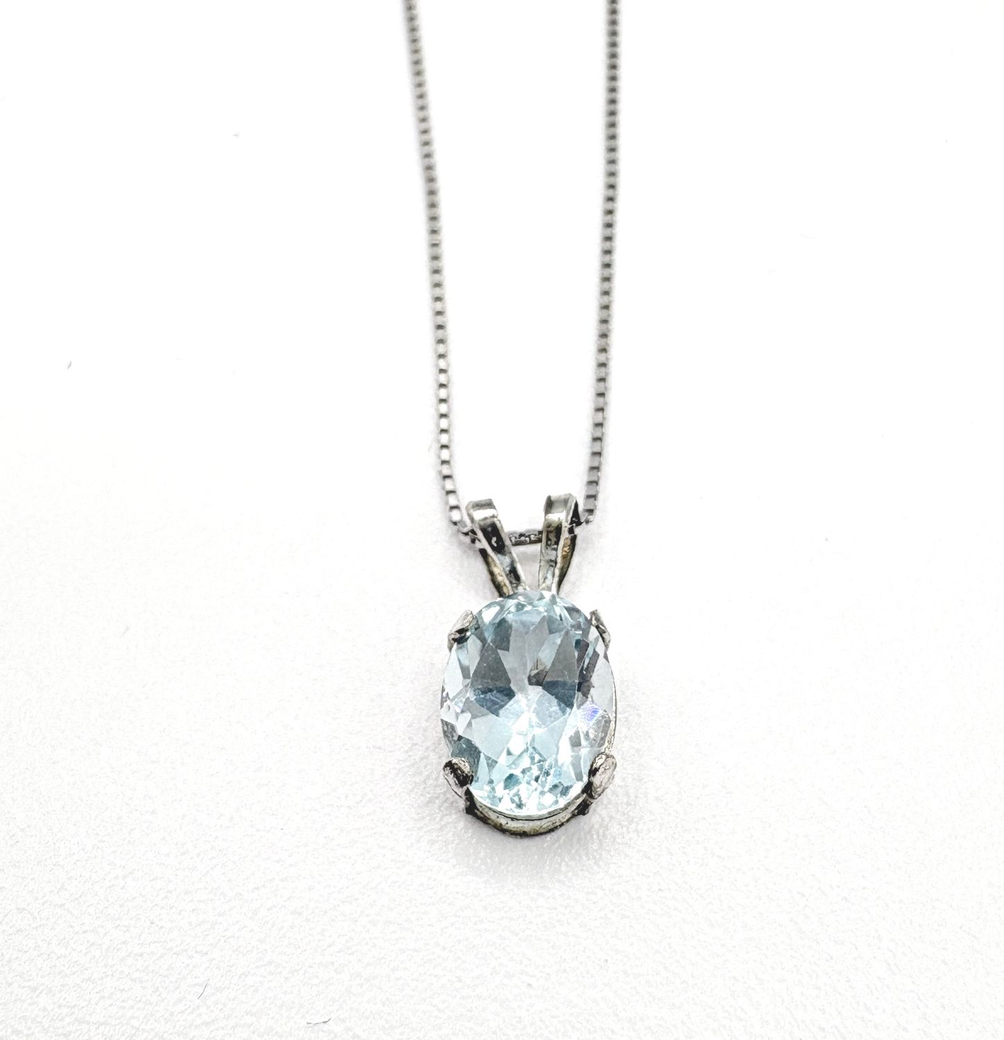 STERLING BLUE TOPAZ PENDANT WITH CHAIN 18"