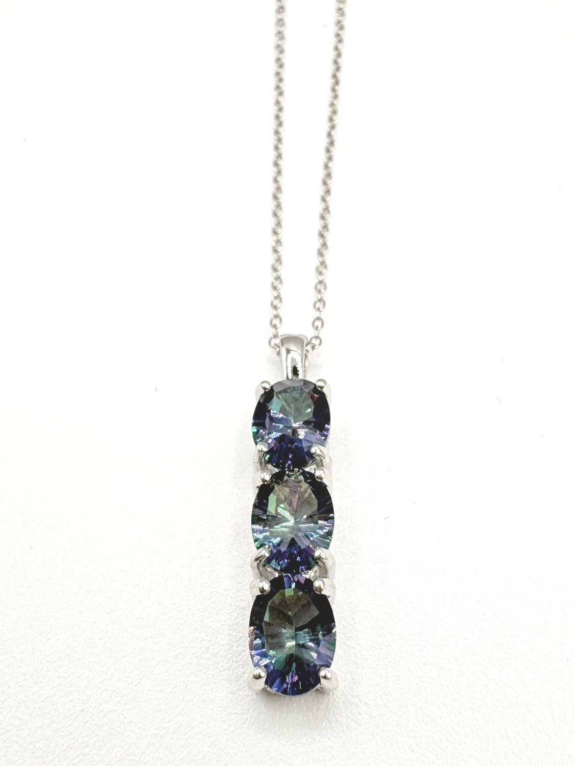 STERLING MYSTIC TOPAZ  PENDANT WITH CHAIN 18+2"