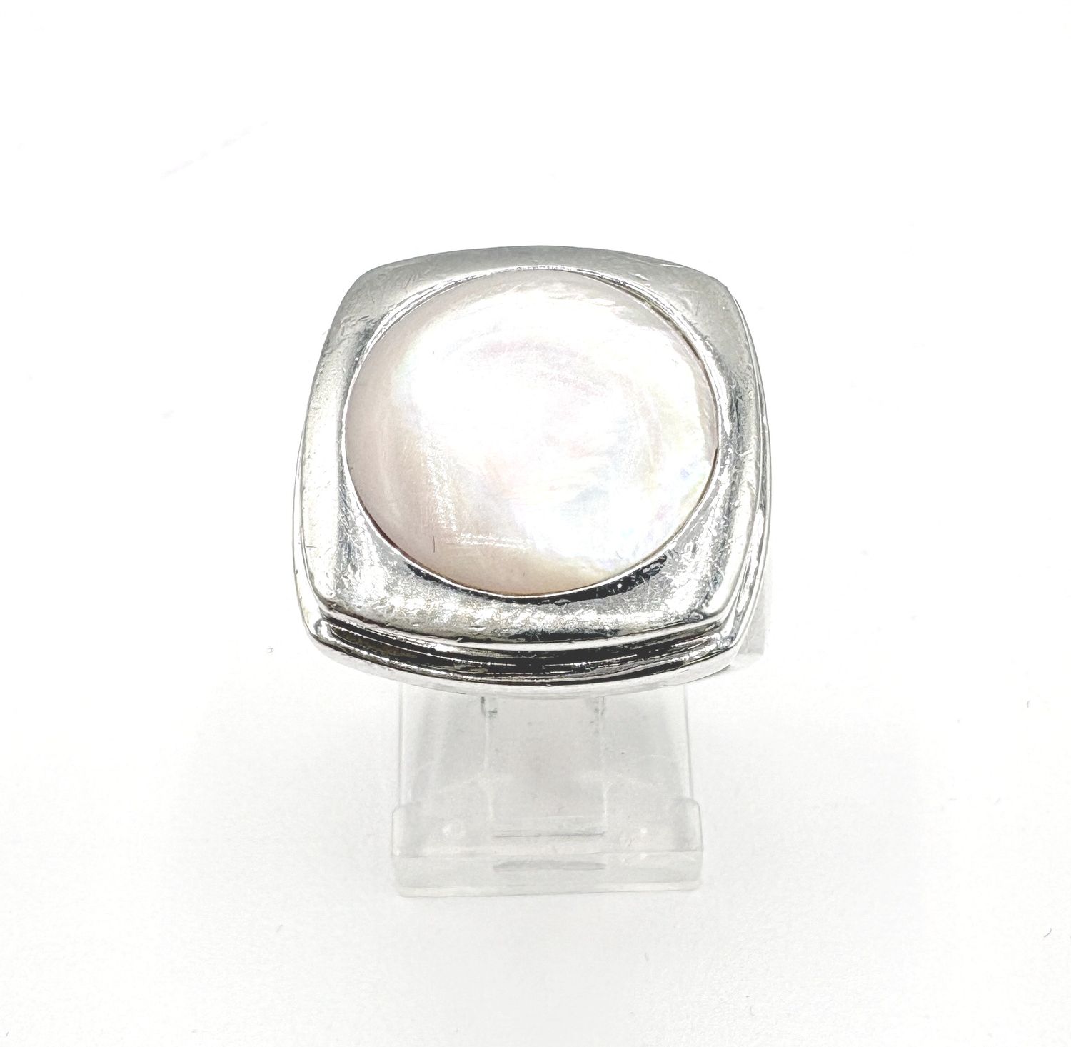 STERLING MOTHER OF PEARL RING BY ELLE SIZE 7.5