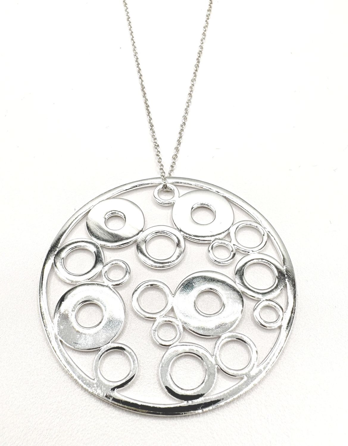 STERLING CIRCLES PENDANT WITH CHAIN 18"
