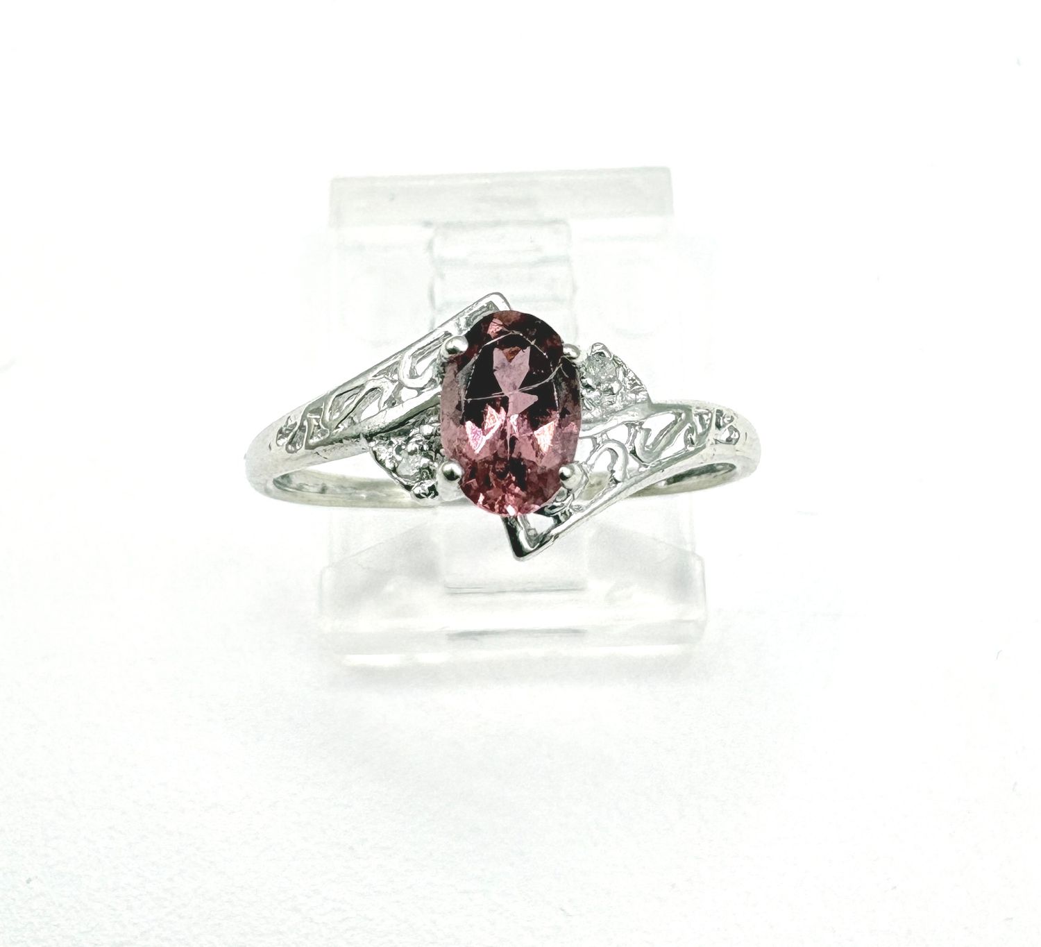 10KW OVAL TOURMALINE &amp; DIAMOND RING SIZE 6.5
