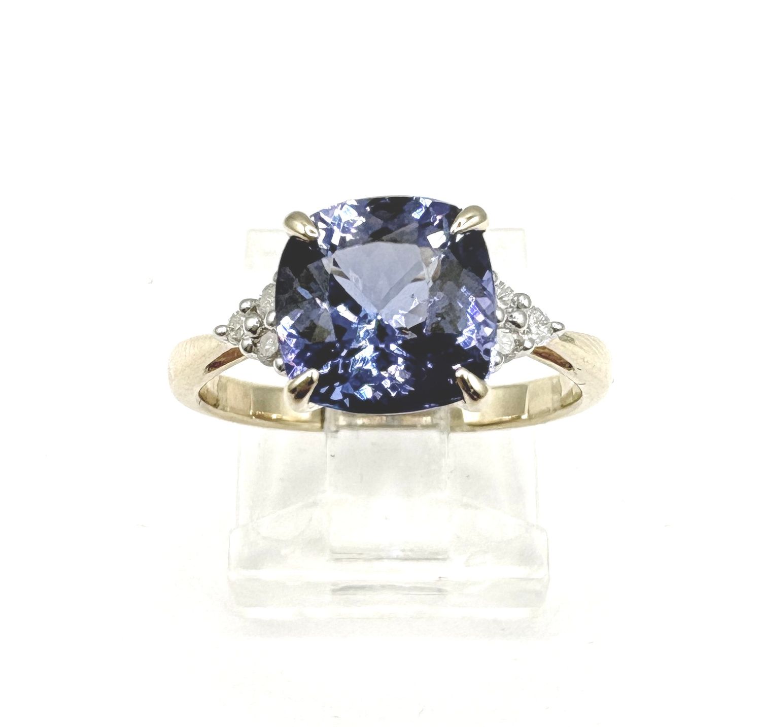 14KY 8MM DIAMOND &amp; TANZANITE RING SIZE 7