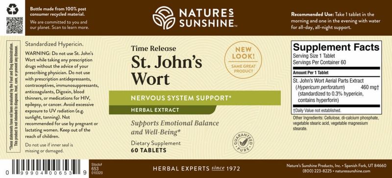 St. John&#39;s Wort Concentrated Time Release (60 caps)