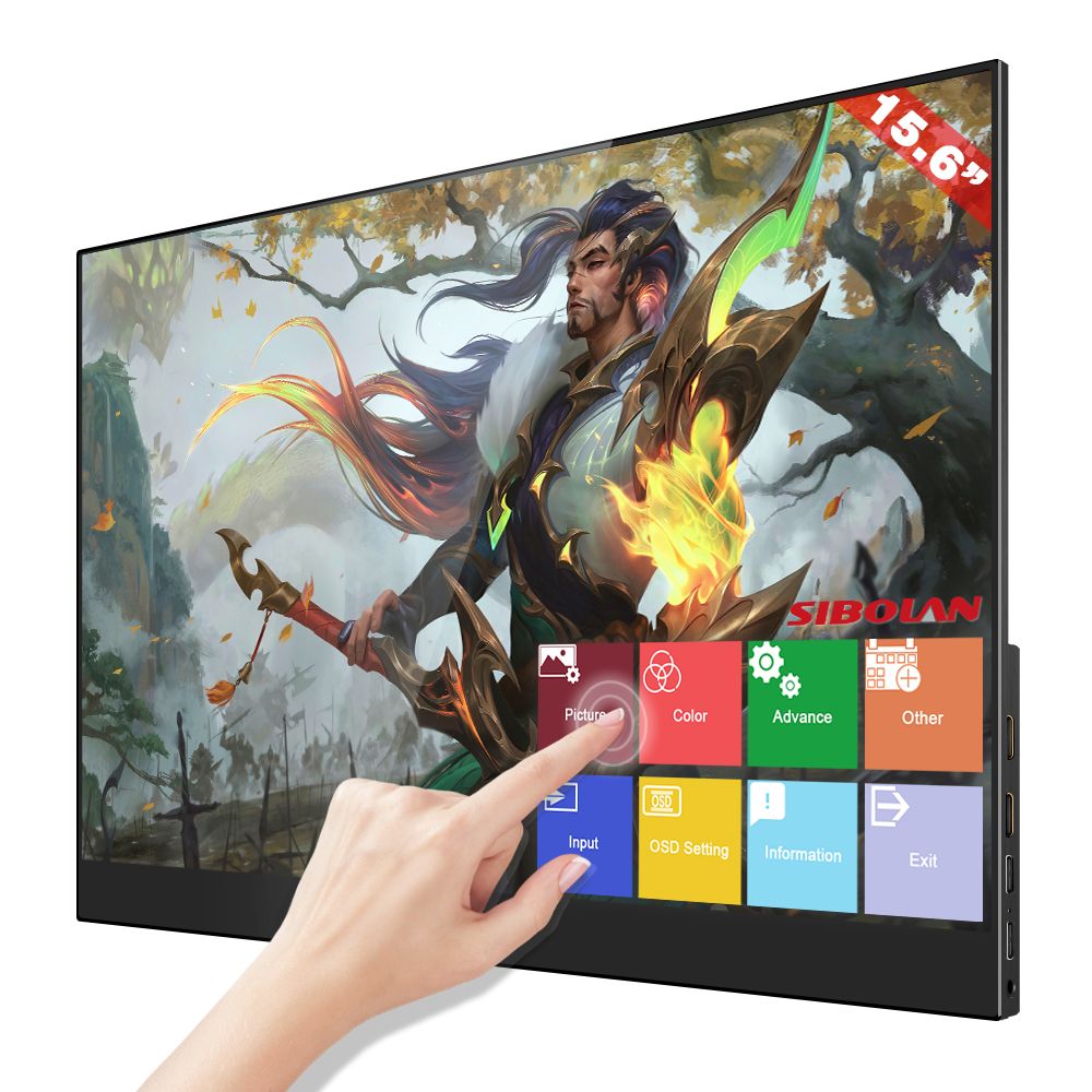 Sibolan 15.6 Inch Dual USB C OSD Portable LCD Touch Screen Monitor 4K USB HD Panoramic for Laptop PC &amp; PS5 New Product