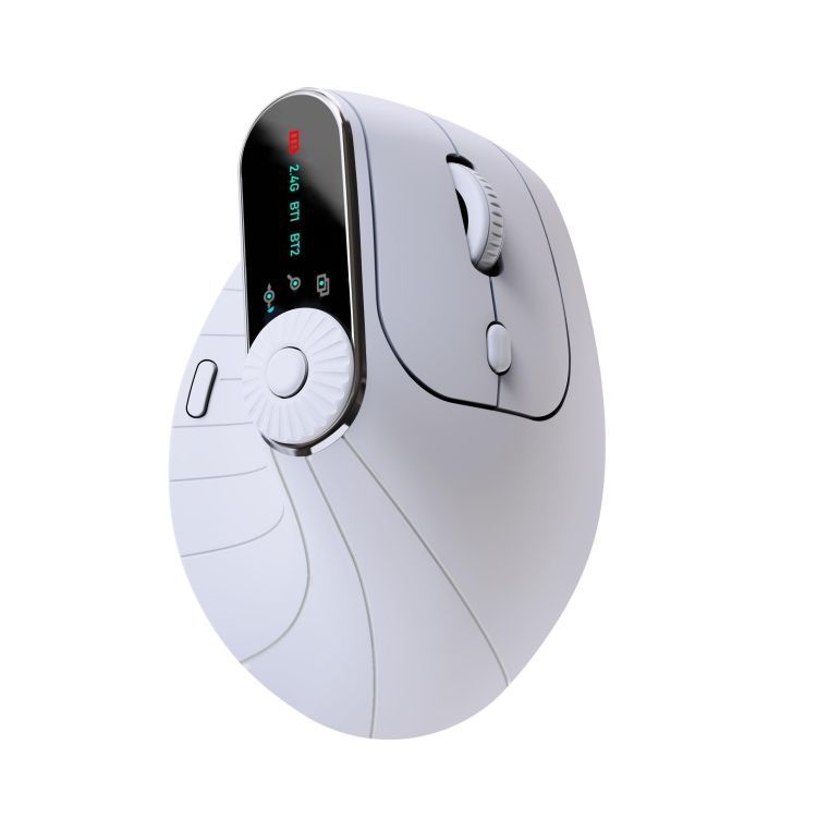 Multi-Device Vertical Ergonomic Mouse With Function Adjustment Kno Rechargeable 2.4G Wireless BT Mouse for PC Tablet