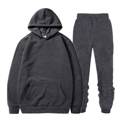 Wholesale Custom Casual Unisex Solid Color Sportswear Jogging Wear Athletic Track Suit Hooded Sweatsuit Set