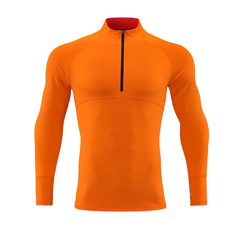 New Arrival Outdoor Polyester Workout Wear Slim Fit 1/4 Quarter Zip Top Gym Sports Long Sleeve Jogging Track Top Men Gym Shirt