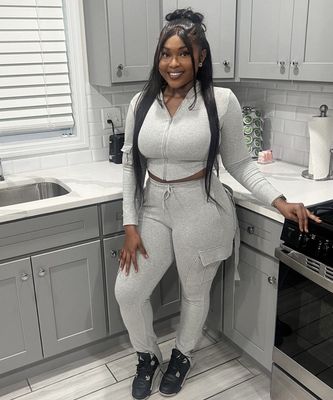 Two Piece Pants Set Women Clothing Cotton 2 Pcs Blank Jogging Wear Tracksuits Ladies Cargo Sweatpants and Hoodie Crop Zip Outfit