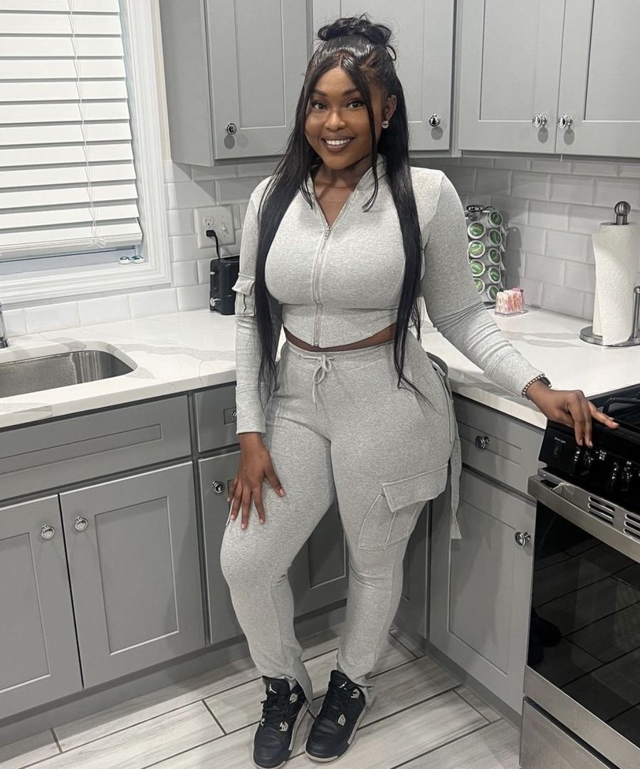 Two Piece Pants Set Women Clothing Cotton 2 Pcs Blank Jogging Wear Tracksuits Ladies Cargo Sweatpants and Hoodie Crop Zip Outfit