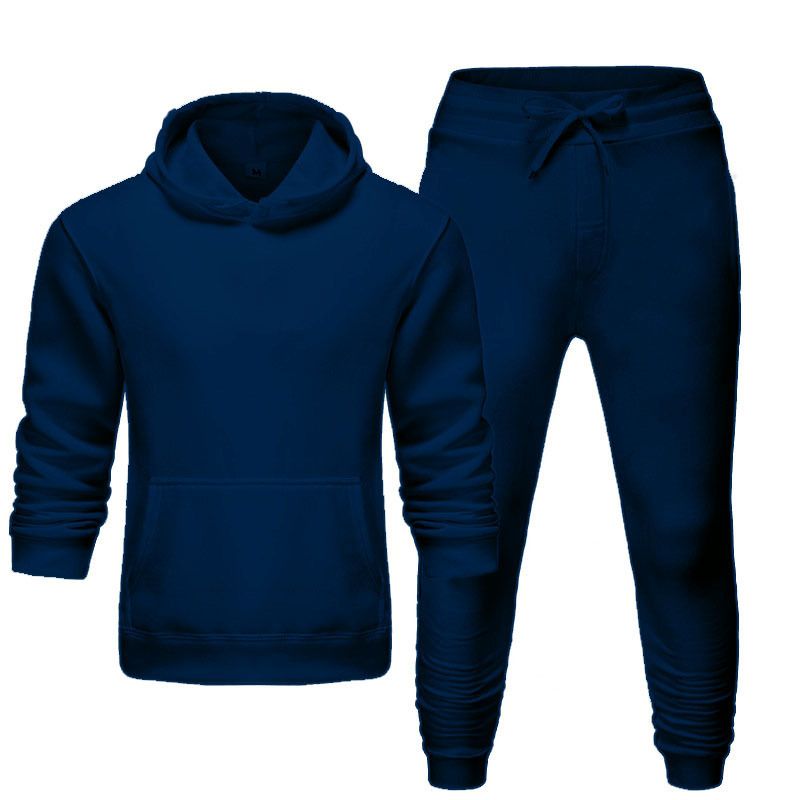 Wholesale Custom Casual Unisex Solid Color Sportswear Jogging Wear Athletic Track Suit Hooded Sweatsuit Set