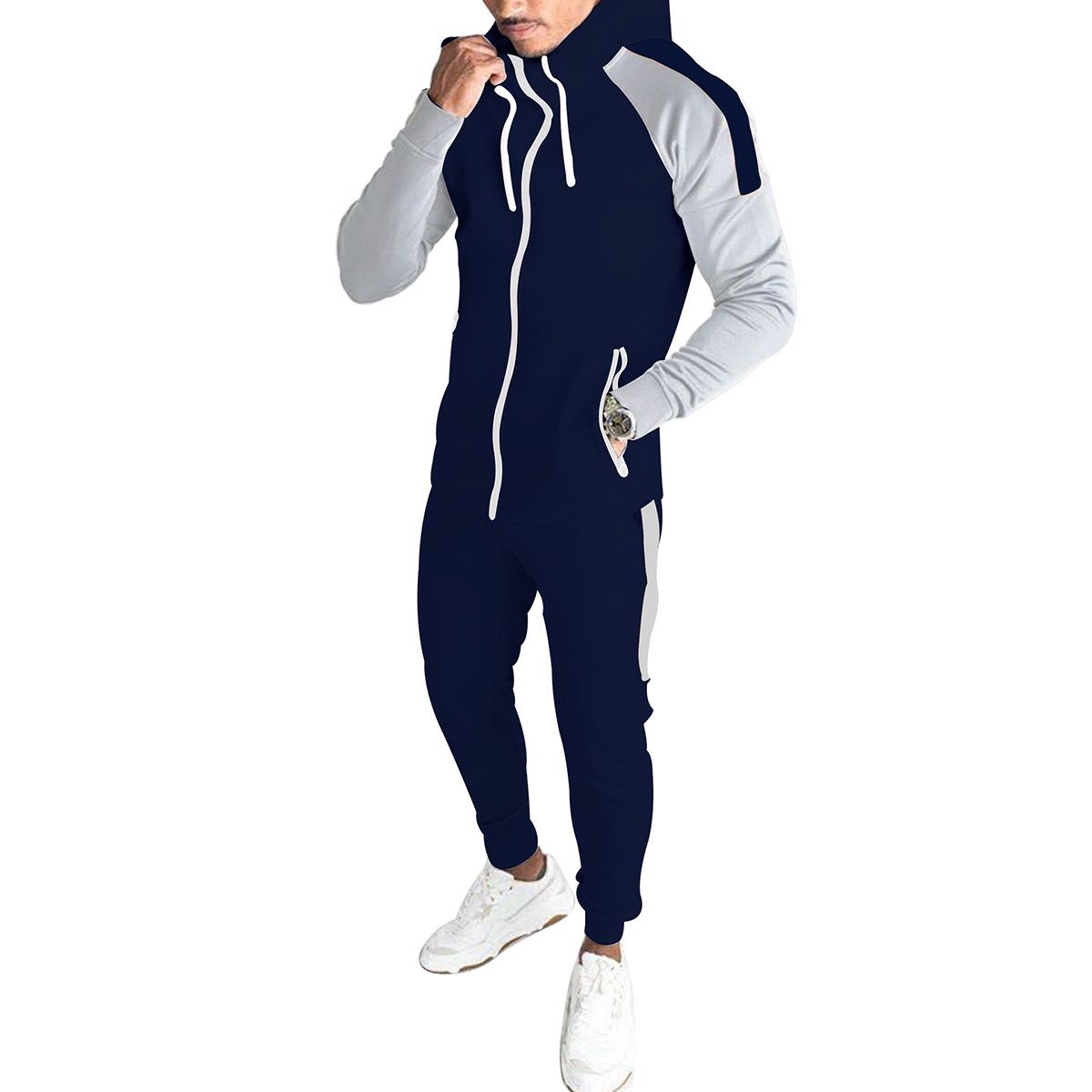 Jogging Wear Fall Winter Custom Clothes Men Tracksuits Gym Wear for Men Zip up Thin Fleece Jacket Hoodies and Sweat Pants Set
