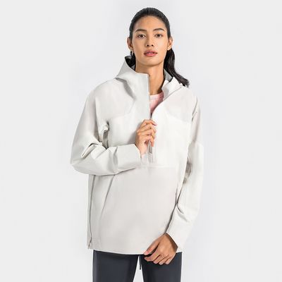 Fashion Outdoor Running Sports Lulu Half Zipper Pockets Gym Man Women Unisex Hooded Waterproof Windbreaker Hiking Jacket