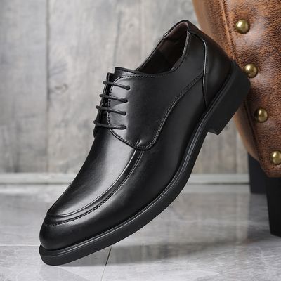 Custom Vintage Casual Wedding Soild Color Shoes Men Pu Leather Round Head Business Formal Shoes Chaussures En Cuir Pour Hommes
