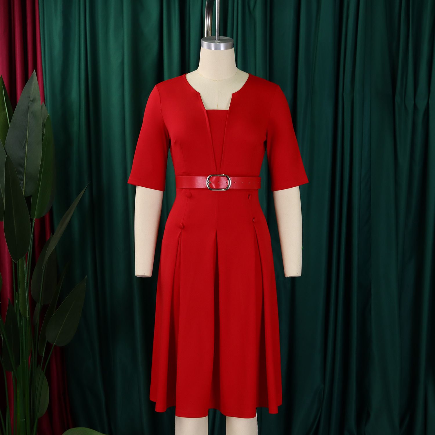 D533 Latest Design Spring Ladies Office Dresses Women Casual Solid Color Elegant A-line Career Dresses for Ladies Africa Dress