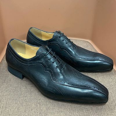 Chaussures de ville Oxford de luxe en cuir véritable pour hommes, à lacets, marron, style brogue, idéales pour les mariages, les fêtes et le bureau.