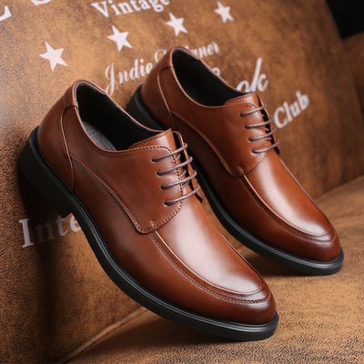 Chaussures en cuir PU pour hommes, style vintage décontracté, couleur unie, bout rond, pour mariage ou affaires.