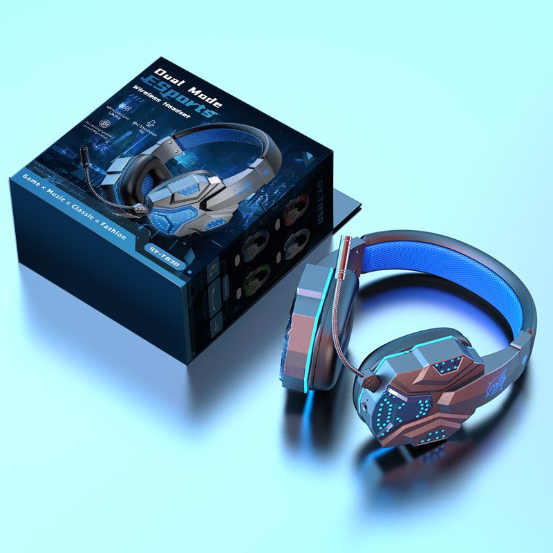 Casque de jeu sans fil Soyto T830 BT5.3 avec micro, écouteurs circum-auriculaires et éclairage LED pour PC, téléphone, ordinateur portable, jeux, musique et films.