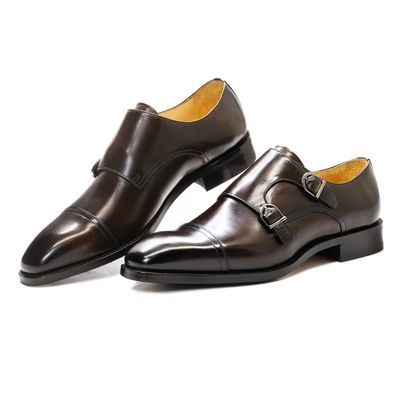 888-02 Chaussures décontractées en cuir de style italien, pointure américaine, pour hommes, mocassins à boucle, chaussures habillées faites à la main, de type Oxford