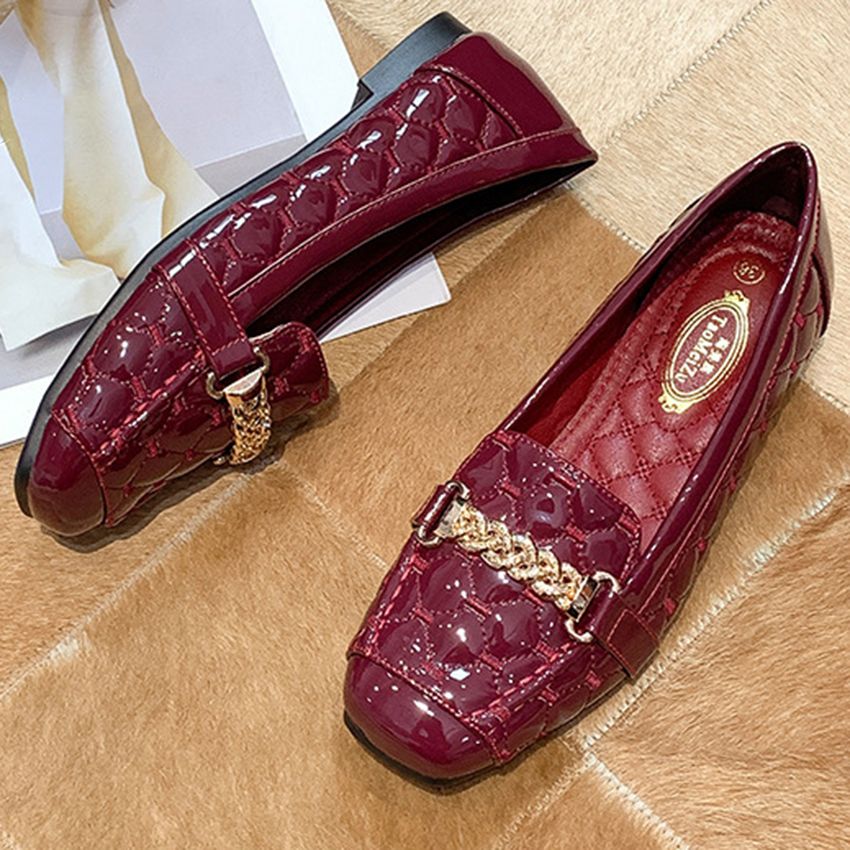Y 33-43 Large Size Square Toe Loafers Flat Shoes New Casual Single Shoes for Women Ladies Female