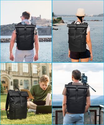 Sac a Dos Roll Top Femmes &amp; Hommes  No 4  Backpack Pour LEcole, LUniversite Compartiment Ordinateur Portable 16 Pouces