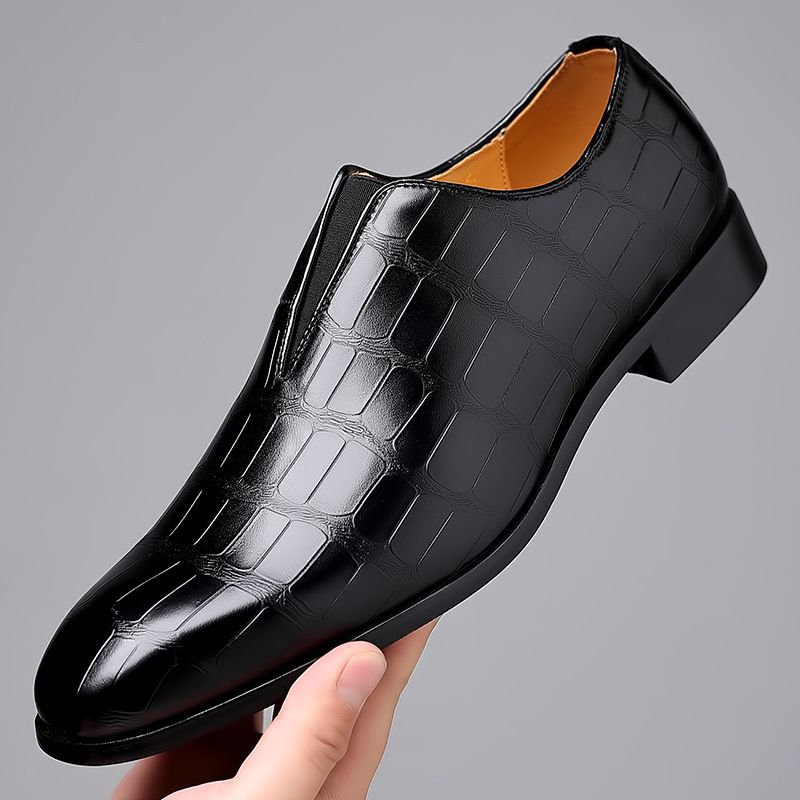 Chaussures homme en cuir PU, chaussures habillées pour homme, chaussures décontractées polyvalentes, amortissantes, antidérapantes et respirantes, talon en forme de fer à cheval.