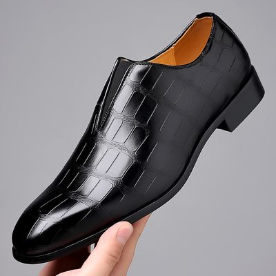 Chaussures homme en cuir PU, chaussures habillées pour homme, chaussures décontractées polyvalentes, amortissantes, antidérapantes et respirantes, talon en forme de fer à cheval.