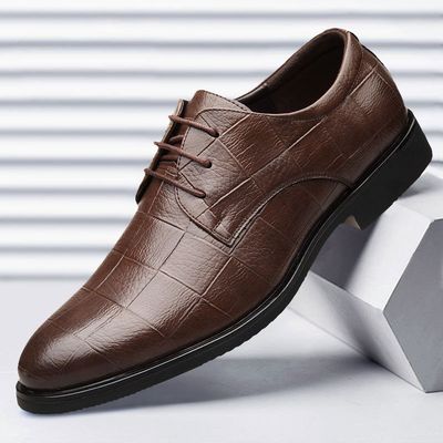 2024 Men's New Leather Shoes Business Formal Large Size All Casual Spot Pointed Low-top Leather Shoes