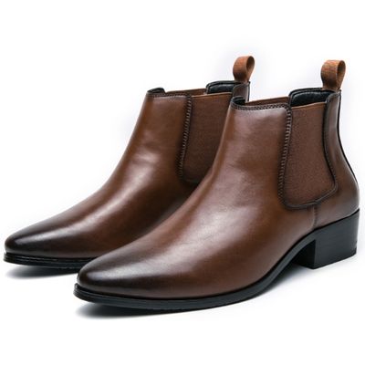 Bottines Chelsea en cuir véritable avec logo personnalisé, chaussures homme à talons bas, bottines décontractées pour hommes