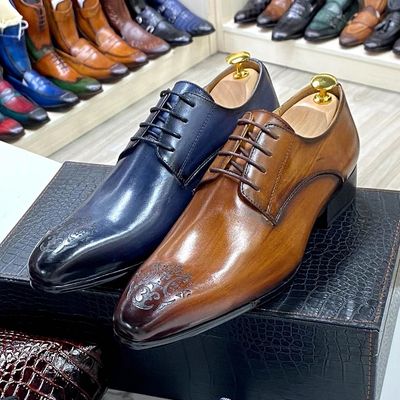 F87-C9 High Quality Leather Business Casual Shoes for Men Carved Point Formal Derby Leather Shoe for Men Dress Shoes Oxfords