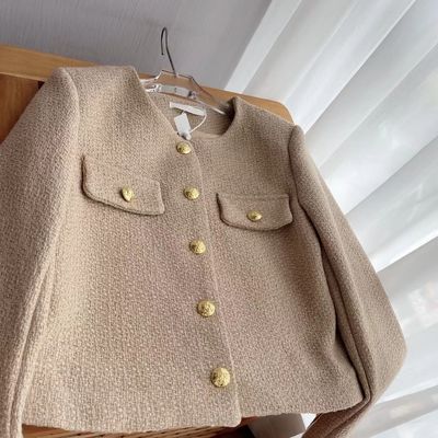 Women'S Spring and Fall New Fashion Loose Short Blouse Tweed Jacket Coat