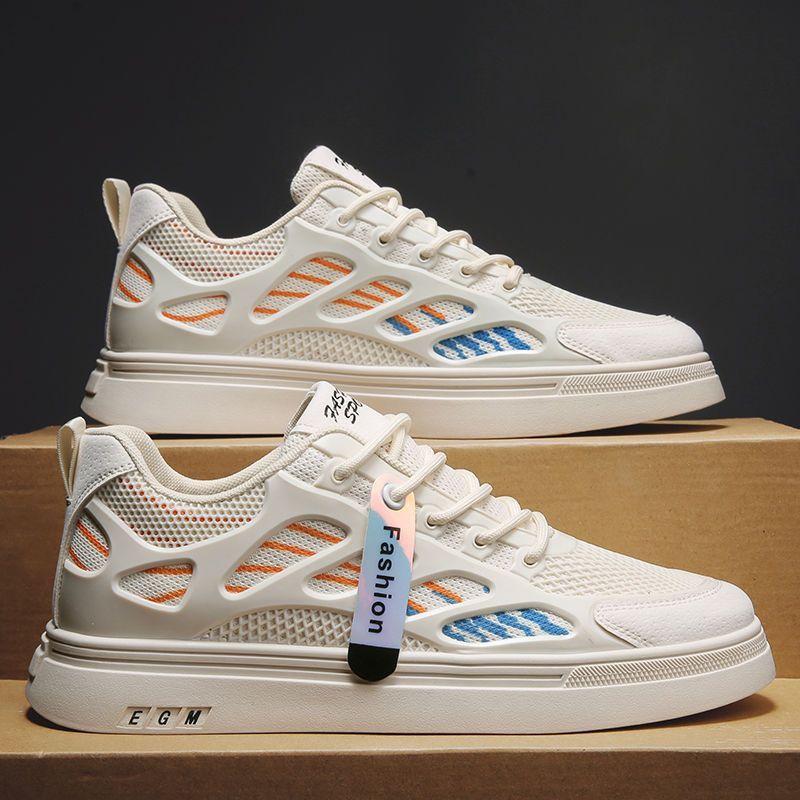 Chaussures homme noires et blanches, pointures 39 à 44, légères, tendance et polyvalentes, idéales pour le sport et les loisirs d'été.