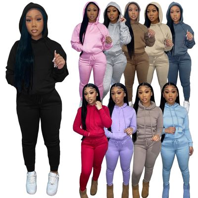 Vintage Custom logo Nude Blank Jogger Woman Jog Suit Set 2pc 2 Piece Jogging Set Women Winter Jogging Suits for Women Wholesale