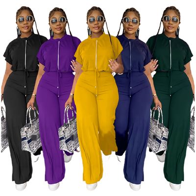 YQY10163 Custom Tracksuit Drawstring Short Top High Waist Split Pants Summer Jogging Suits Two Piece Set Tracksuits for Women