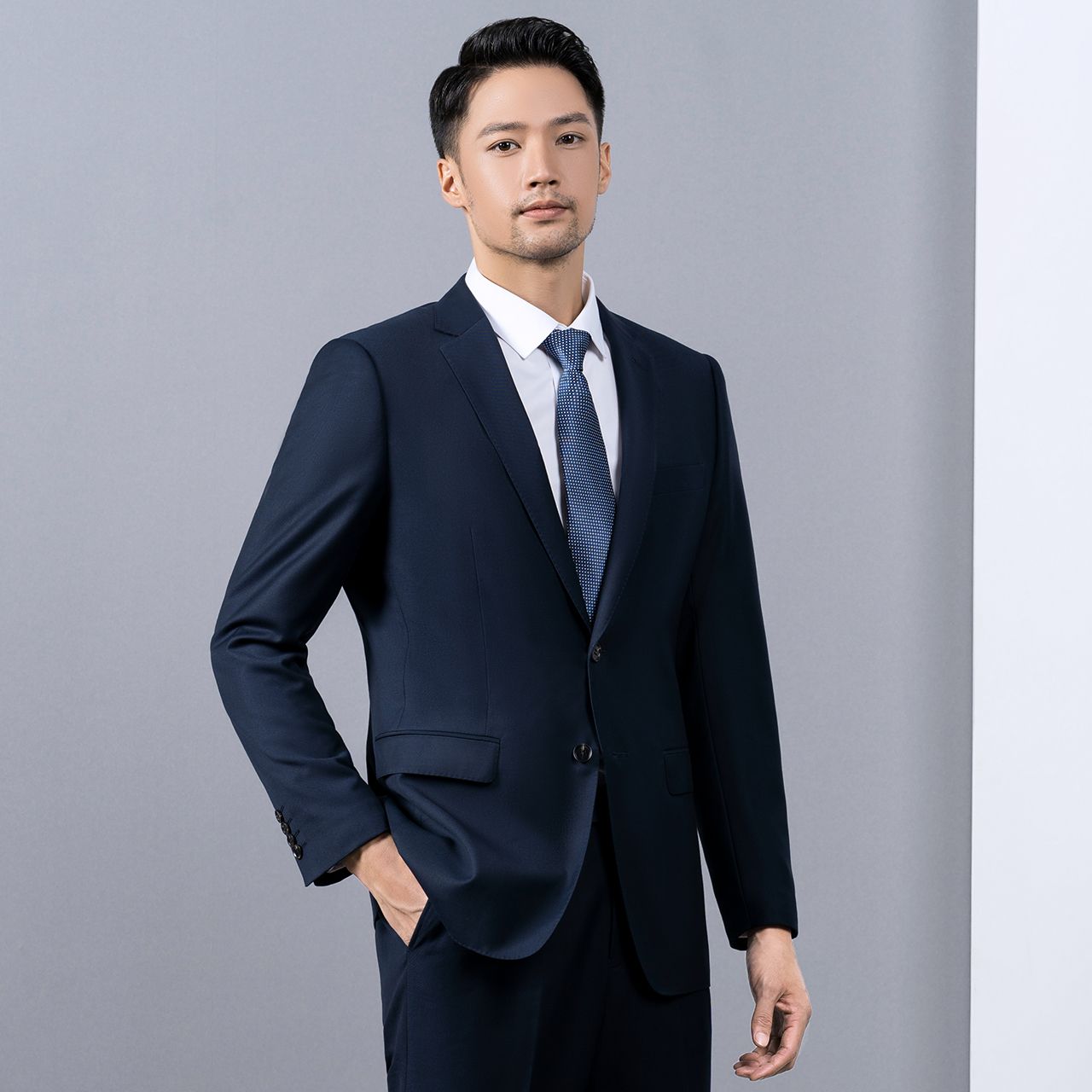 HARCHOY High Quality Weddings Men Suits Tuxedo Navy Blue blazer Classic Jackets Pants Two Pieces Slim Fit Formal Suit for Men