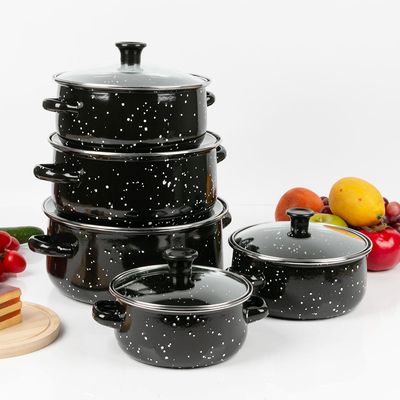 LOVFE Vente directe d'usine Ensemble de 5 pièces de cuisine en fonte au design moderne comprenant une poêle et une cocotte pour la maison