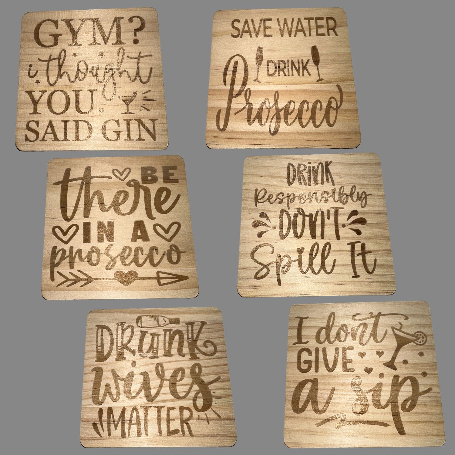 6 Wooden Alcohol Coaster