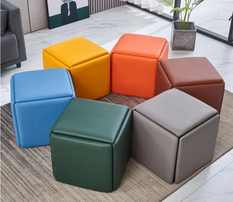 Würfelhocker, Stuhl, Ausziehbar, 5 Höcker in Einem, Praktisch und Platzsparend