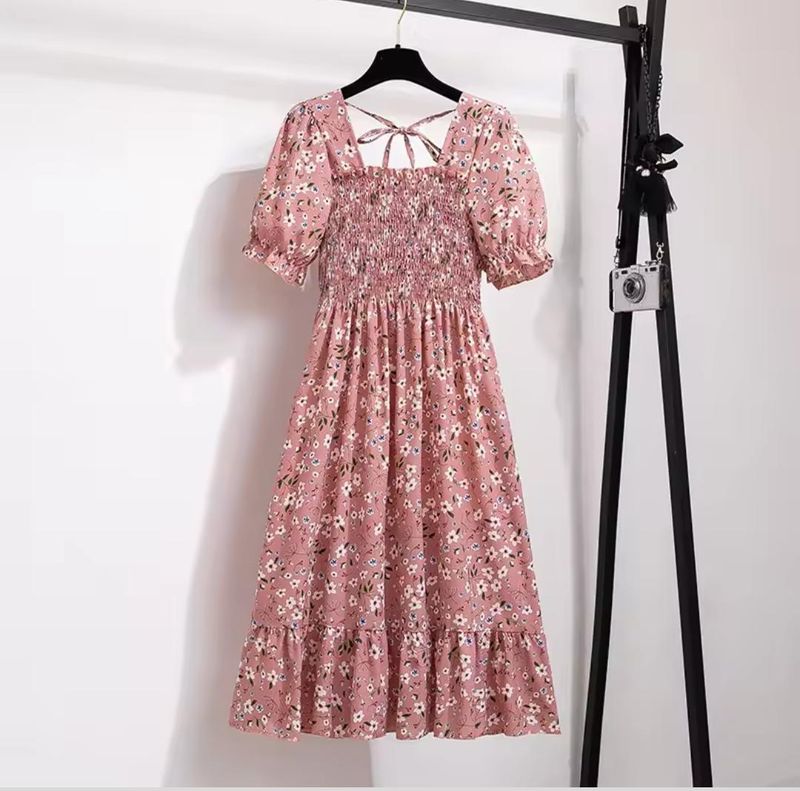 XIBUSANA Chiffon Floral Sommerkleid, Perfekt für den Urlaub, ein Date oder Stadt Spaziergang im Sommer.