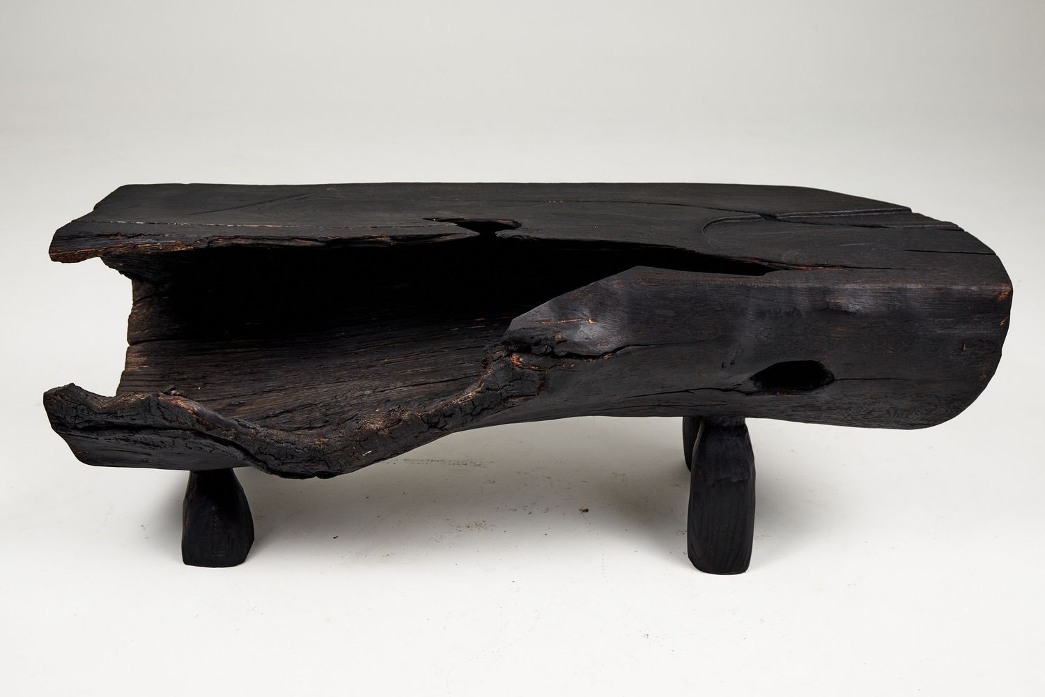 Jownik - Charred Wood Bench, Organic, Sculptural Design Jownik - Charred Wood Bench, Organic, Sculptural Design