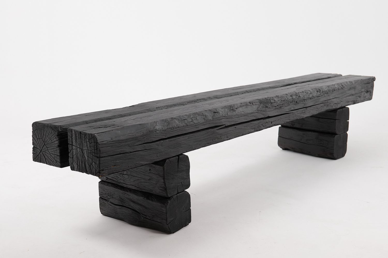 Jownik, Charred Timber Beam Bench Jownik, Charred Timber Beam Bench