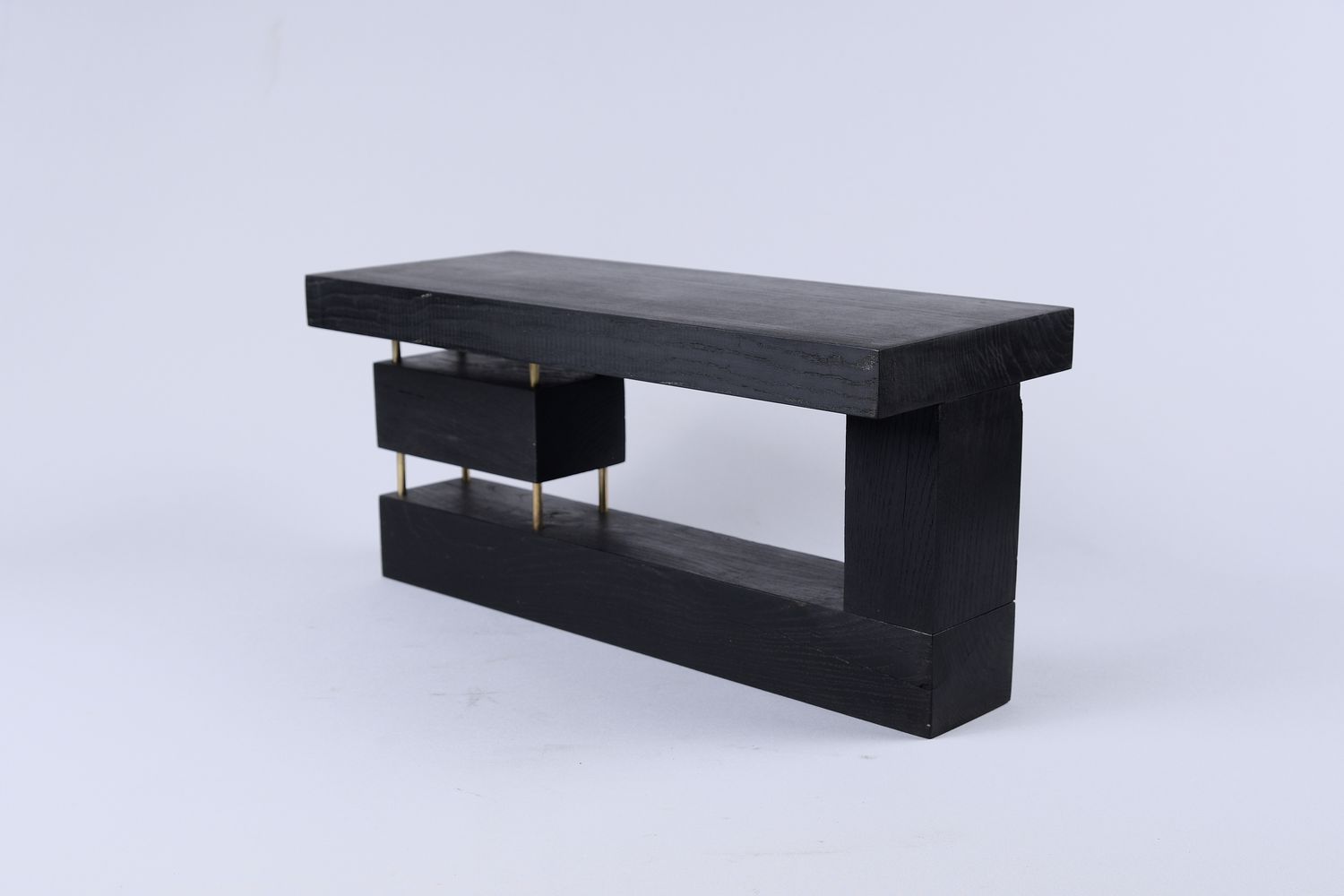 Jownik, Charred Geometric Side Table/Bench Jownik, Charred Geometric Side Table/Bench